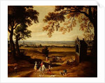 Landscape with Brussels in the distance by Theodore van Heil