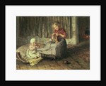Baby sitting by Bernardus Johannes Blommers or Bloomers