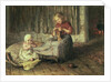 Baby sitting by Bernardus Johannes Blommers or Bloomers