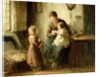 Playing with baby, 19th century by Adolf-Julius Berg