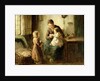Playing with baby, 19th century by Adolf-Julius Berg