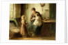 Playing with baby, 19th century by Adolf-Julius Berg