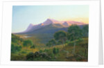 Aborigines by a Fire before Mount William as seen from Mount Dryden in the Grampians, Victoria, 1892 by Eugen von Guerard