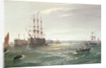 Portsmouth Harbour: HMS 'Victory' among the Hulks, 1892 by Robert Ernest Roe