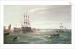 Portsmouth Harbour: HMS 'Victory' among the Hulks, 1892 by Robert Ernest Roe