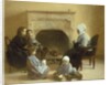 Family seated around a hearth by Henri Jules Jean Geoffroy