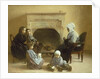 Family seated around a hearth by Henri Jules Jean Geoffroy