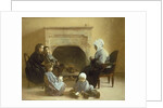 Family seated around a hearth by Henri Jules Jean Geoffroy
