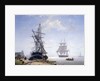 Ships in a Dutch Estuary, 19th century by W.A. van Deventer