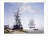 Ships in a Dutch Estuary, 19th century by W.A. van Deventer
