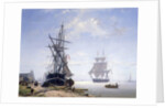 Ships in a Dutch Estuary, 19th century by W.A. van Deventer