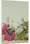Ladies spinning and sewing, c.1765 by Anonymous