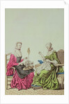 Ladies spinning and sewing, c.1765 by Anonymous