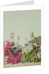Ladies spinning and sewing, c.1765 by Anonymous