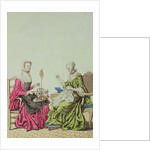 Ladies spinning and sewing, c.1765 by Anonymous