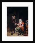 Doctor taking a young woman's pulse by Michiel van Musscher