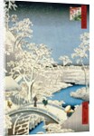 Drum Bridge and Setting Sun Hill at Meguro, 1857 by Ando or Utagawa Hiroshige