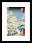 Drum Bridge and Setting Sun Hill at Meguro, 1857 by Ando or Utagawa Hiroshige