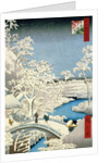 Drum Bridge and Setting Sun Hill at Meguro, 1857 by Ando or Utagawa Hiroshige