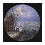 A Winter Skating Scene by Adriaen Pietersz. van de Venne