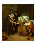 A Maid taking a lady's pulse by Richard Brackenburgh