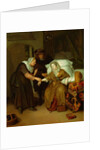 A Maid taking a lady's pulse by Richard Brackenburgh