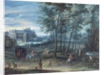The park of the Viceregal palace, Brussels, with elegant company by a fountain, c.1600 by Denys van Alsloot