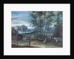 The park of the Viceregal palace, Brussels, with elegant company by a fountain, c.1600 by Denys van Alsloot