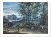 The park of the Viceregal palace, Brussels, with elegant company by a fountain, c.1600 by Denys van Alsloot