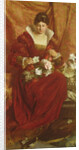 A Lady arranging flowers by Hubert von Herkomer