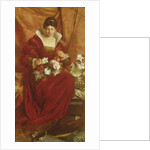 A Lady arranging flowers by Hubert von Herkomer