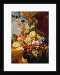 Still life with fruit and flowers by Arie de Vois