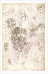 Study of figures for 'The Last Judgement' with artist's signature, 1536-41 by Michelangelo Buonarroti