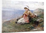 Girl knitting by John Parker