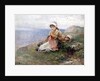 Girl knitting by John Parker