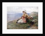 Girl knitting by John Parker