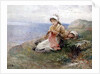 Girl knitting by John Parker