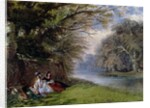 Young ladies by a river by John Edmund Buckley