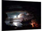Teignmouth by moonlight by Thomas Luny
