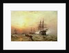 Man-o'-War firing a salute at sunset by Claude T. Stanfield Moore