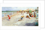 A Busy Beach in Summer by Alois Hans Schram
