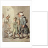 The Bear and Bear Leader - passing the Hotel d'Angleterre, 1776 by Thomas Rowlandson