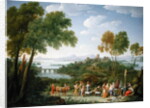 An Extensive Italianate Landscape with a Sacrifice, 1728 by Hendrik van Lint