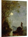 Moonlit Scene with Gondola by Felix Ziem