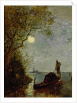 Moonlit Scene with Gondola by Felix Ziem
