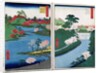 Along the riverbank, two views from '60-Odd Famous Views of the Provinces', pub. by Kosheihei in 1853, by Ando or Utagawa Hiroshige