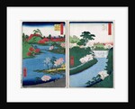 Along the riverbank, two views from '60-Odd Famous Views of the Provinces', pub. by Kosheihei in 1853, by Ando or Utagawa Hiroshige