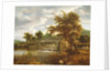 A wooded river landscape with a sluice gate by Jacob Isaaksz. or Isaacksz. van Ruisdael