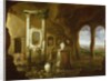 A monument to Augustus, in a grotto with figures, 17th century by Charles-Cornelisz de Hooch