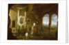 A monument to Augustus, in a grotto with figures, 17th century by Charles-Cornelisz de Hooch